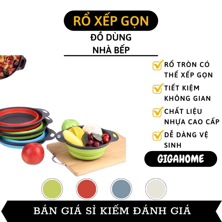 Rổ xếp gọn   GIÁ VỐN]   Combo 2 rổ xếp gọn hình tròn (1 lớn + 1 nhỏ) chất liệu nhựa cao cấp có thể xếp gọn 5225