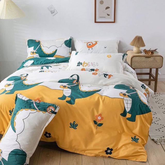 Bộ cotton poly Khủng long nghe nhạc