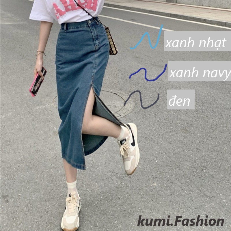 [ GIAO HÀNG BÌNH THƯỜNG ] Chân Váy dài Denim Lưng Cao xẻ tà Ôm Dáng Phong Cách Hàn Quốc