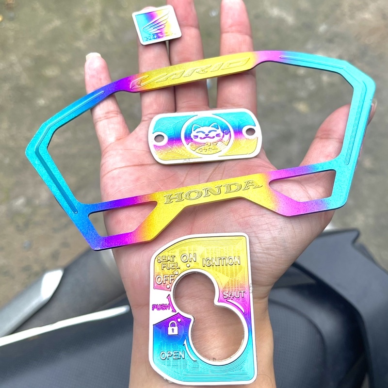 Combo 4 tem titan chính hãng dán viền đồng hồ Vario 125 150 cực sáng đẹp