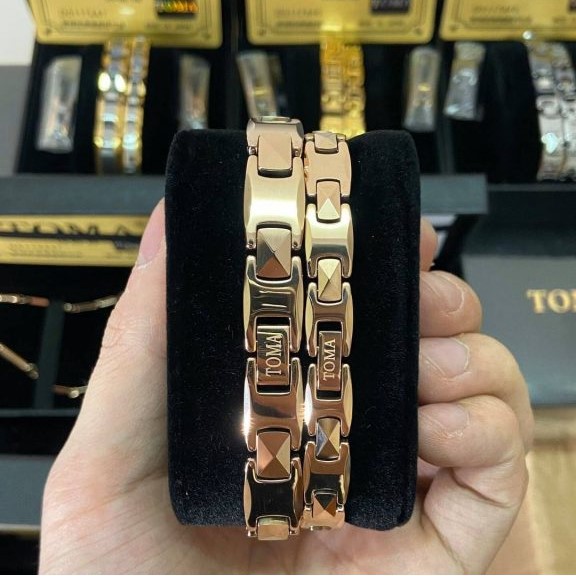 Vòng Tay Điều Hòa Huyết Áp Toma Nữ Màu Rose Gold Nhật Bản