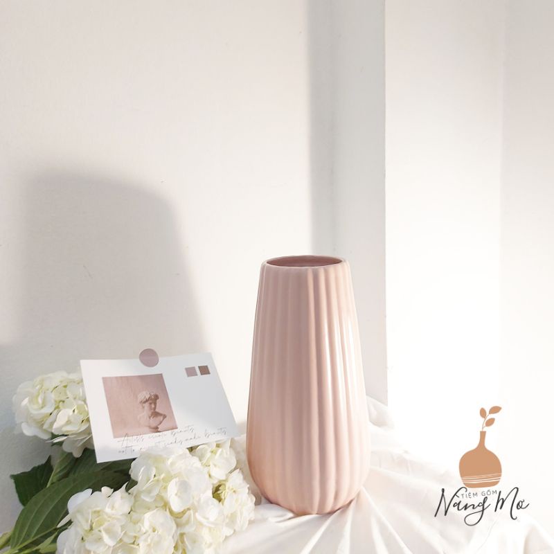 Lọ hoa trụ dài cao 25cm men mát Bát Tràng