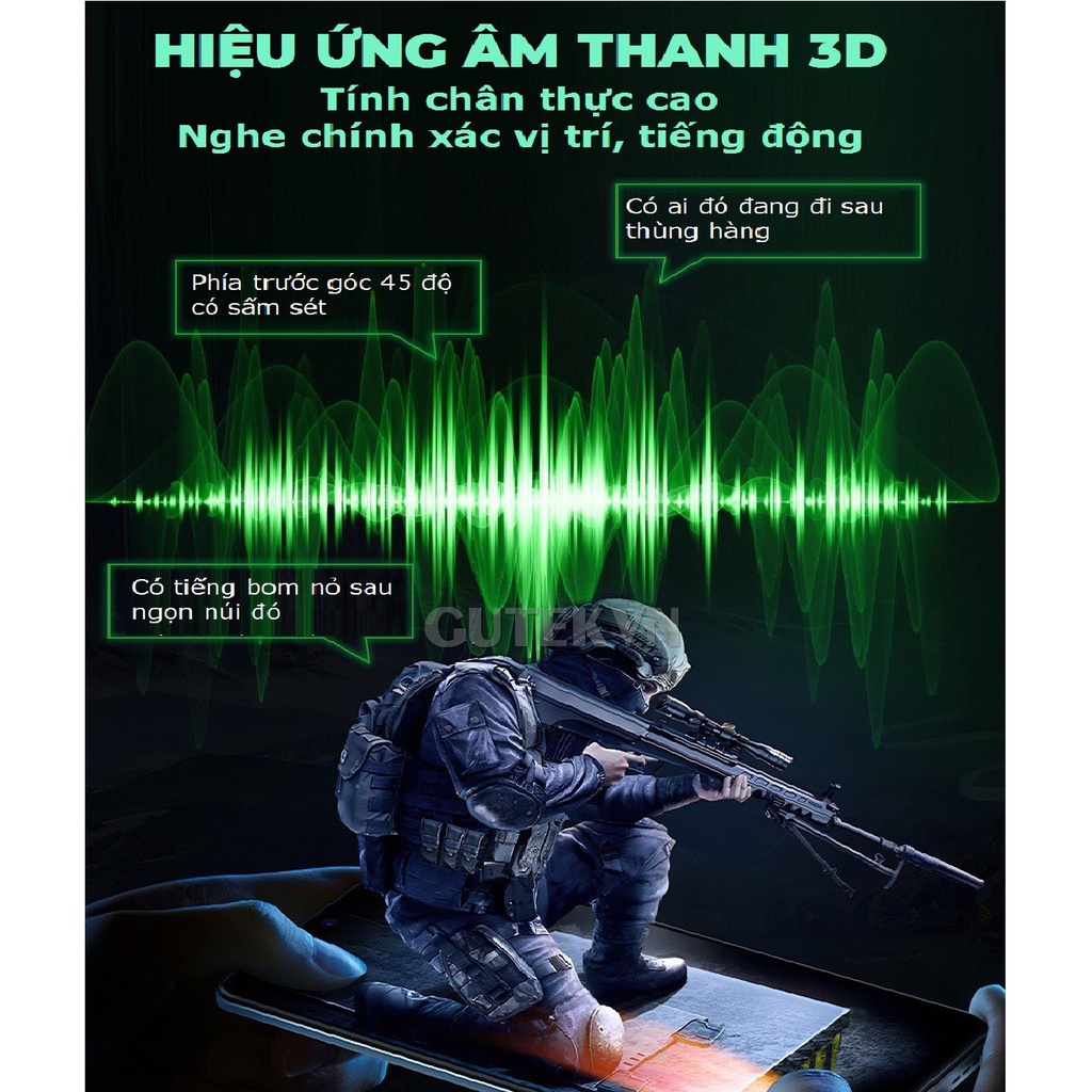 Tai nghe gaming bluetooth không dây TWS có mic độ trễ thấp pin trâu âm bass mạnh mẽ - Gutek G7S