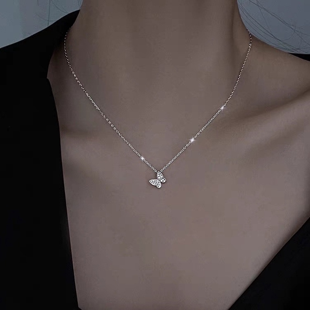 Dây chuyền chocker bạc nữ mặt hồ điệp cánh bướm đính đá sang chảnh| HARMONY ACCESSORIES VC41