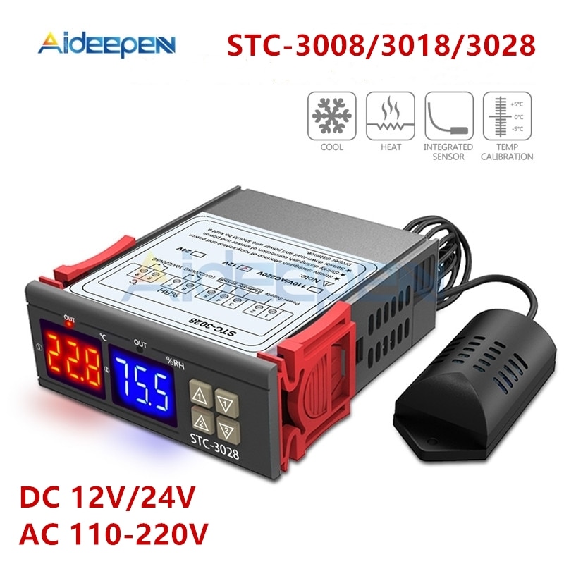 Bộ Điều Khiển Nhiệt Độ Kỹ Thuật Số STC-3008 3018 3028 C / F AC 110V 220V DC 12V 24V 10A