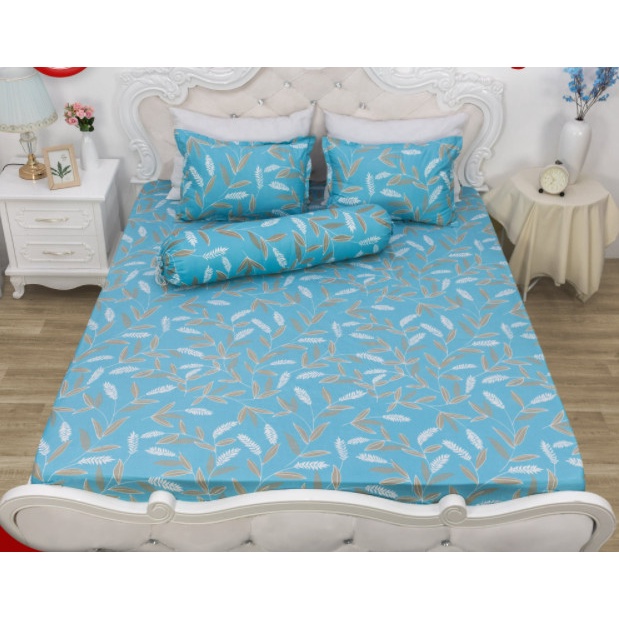 Bộ ga gối gồm 1 ga chun 2 vỏ gối nằm-vải poly cotton hàng đẹp full size ga giường