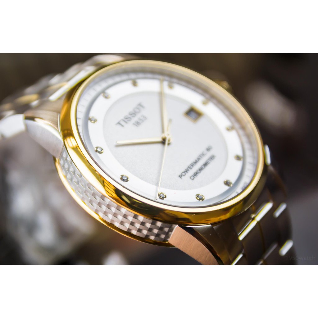 Đồng hồ nam Tissot T086.408.22.036.0.0- Máy Cơ trữ cót 80h - Đính Kim cương tự nhiên - Kính Sapphire