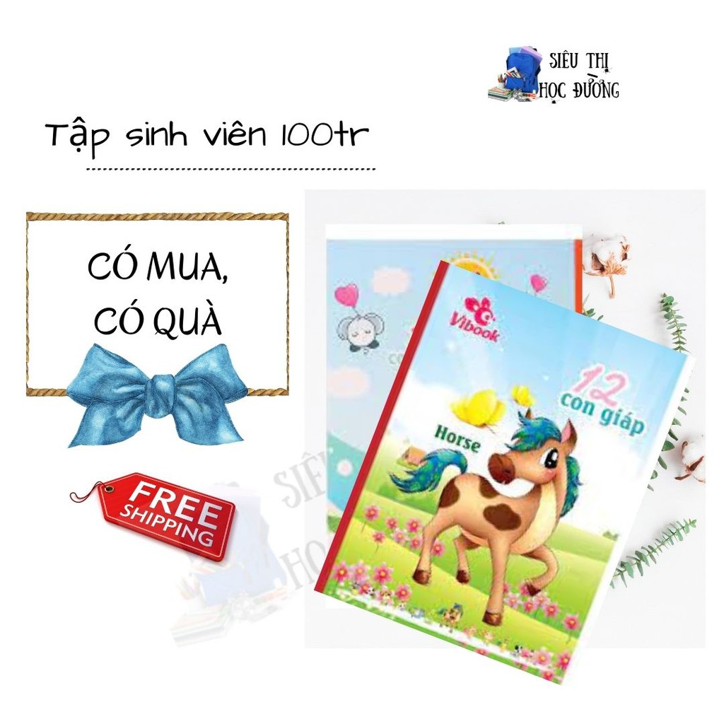 Tập Sinh Viên 100Trang Vĩnh Tiến. Set 5 Tập/vở khổ lớn Vibook. Có quà khi mua set 5-10 Q tập-Vở Vinh Tiến