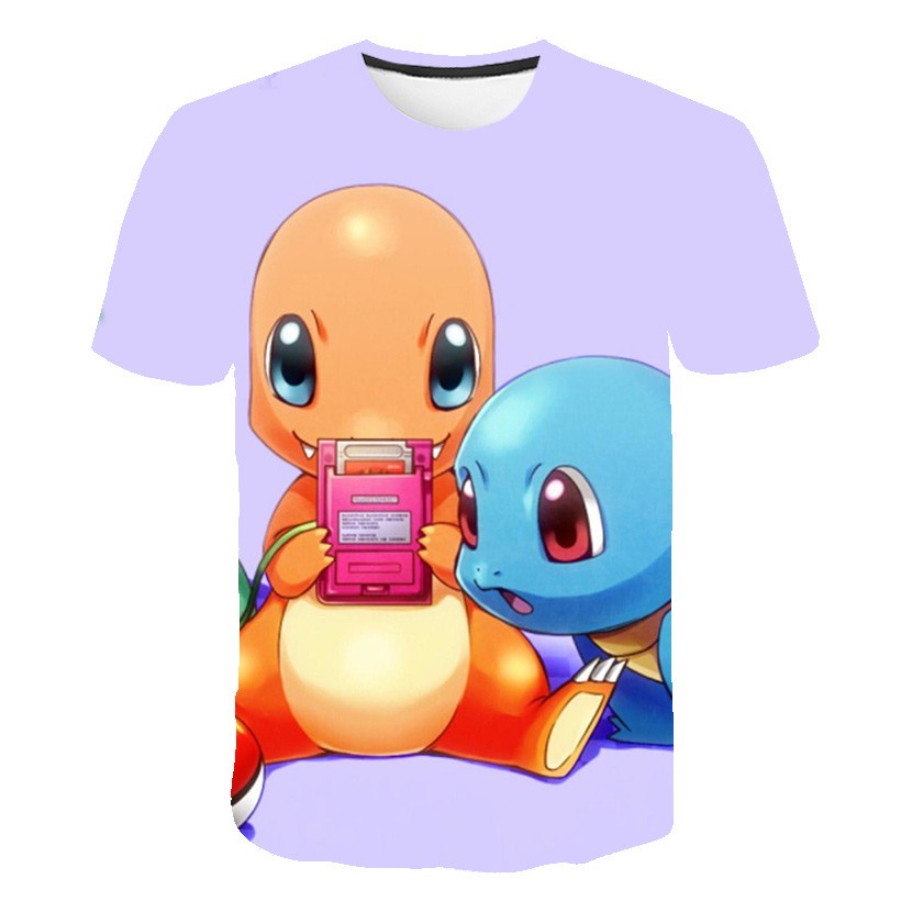 Áo thun HUQISHA họa tiết hoạt hình Pokemon thời trang dành cho nam