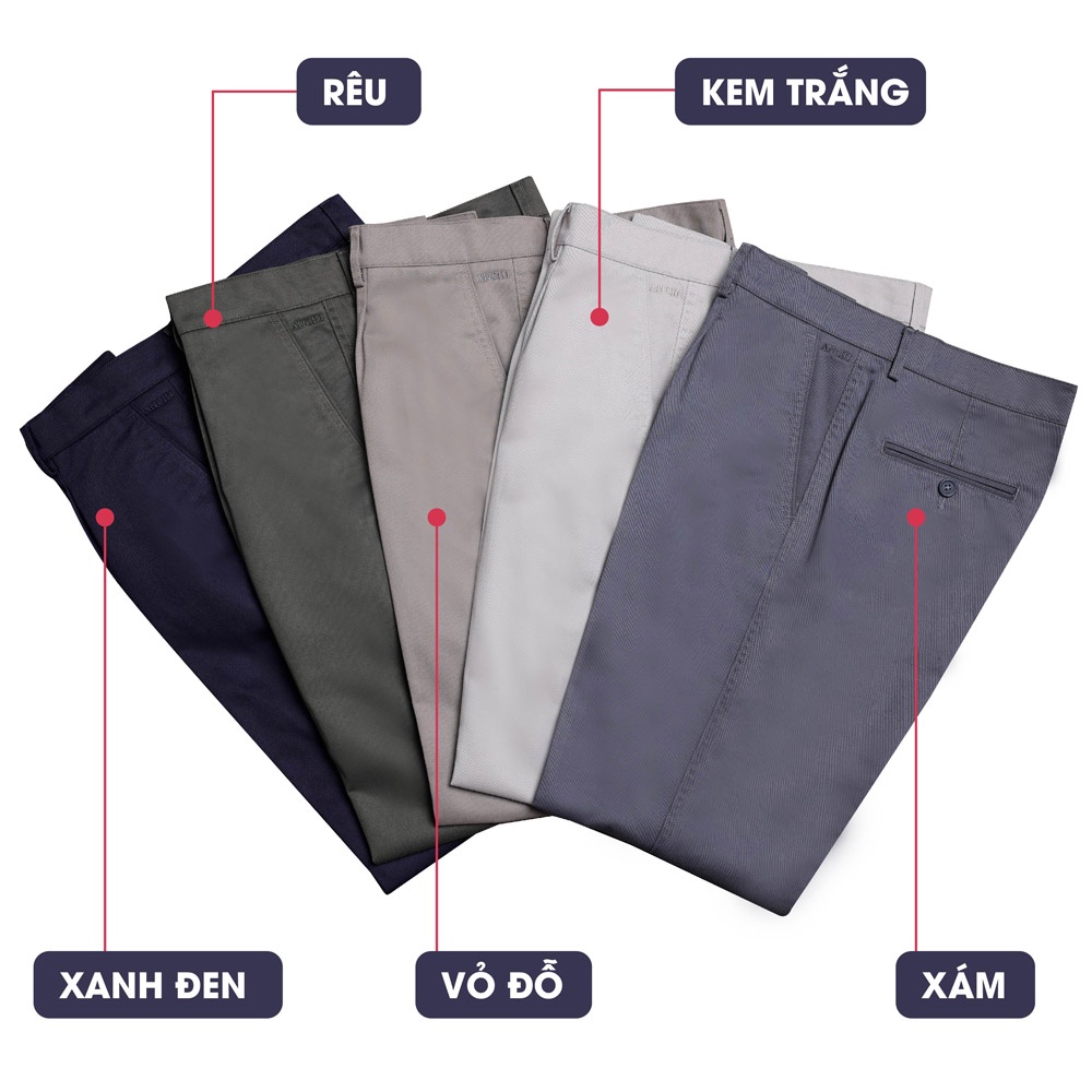 Quần Kaki Nam Trung Niên ANCHI Màu Xanh Rêu Ống Suông Dày Dặn Cao Cấp