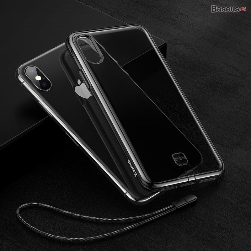 Ốp lưng trong suốt có dây đeo tay Baseus Transparent Key Phone Case dùng cho iPhone X/ XS (TPU Soft Silicon)