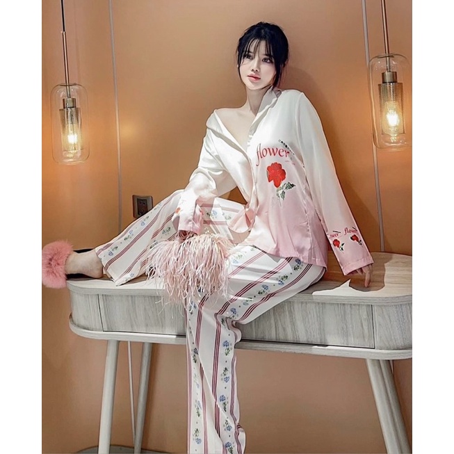 PYJAMA DÀI CÀNH HỒNG CAO CẤP