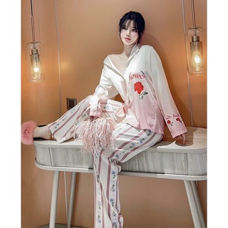 Pyjama dài cành hồng cao cấp