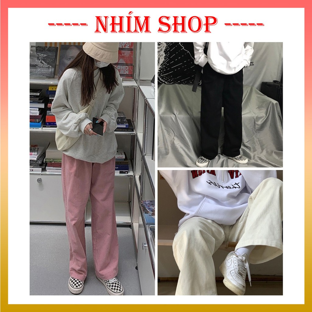 Quần ống rộng ♥️ Quần ống rộng nữ lưng cao ♥️ Quần ulzzang Hàn Quốc ♥️ Quần nhung tăm - NhimShop QD01