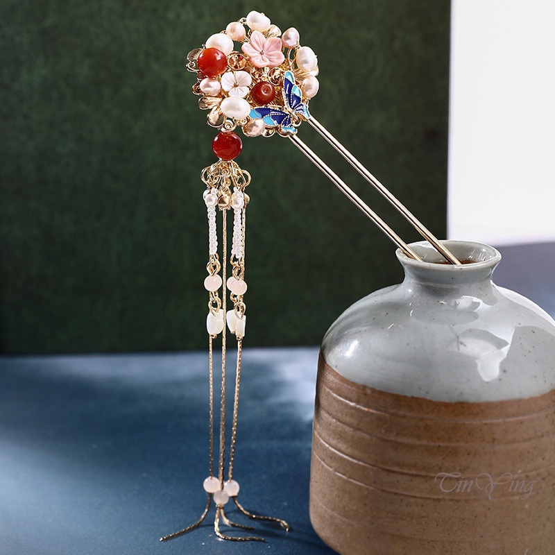 GETNOIVAS Mới Trâm Cài Tóc handmade Đính Tua Rua Phong Cách Cổ Điển Cho Nữ