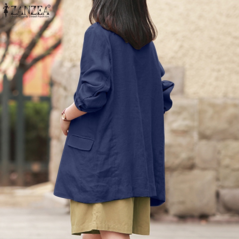 Áo khoác nữ ZANZEA dài tay cổ bẻ thiết kế thời trang thường ngày | BigBuy360 - bigbuy360.vn