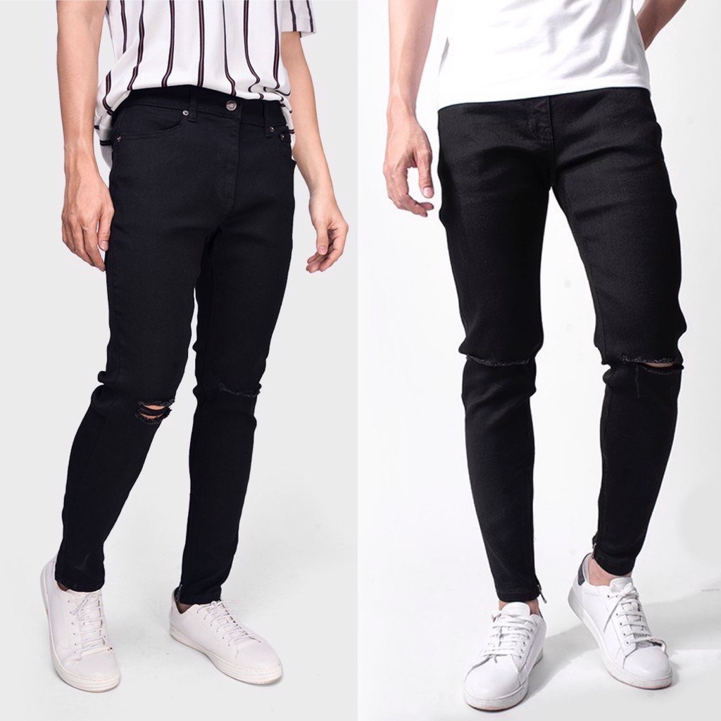 Quần jean nam đen trơn chất bò cao cấp co dãn 4 chiều đẹp from dáng skinny mẫu mới thời trang cao cấp beautifulgilr YT01