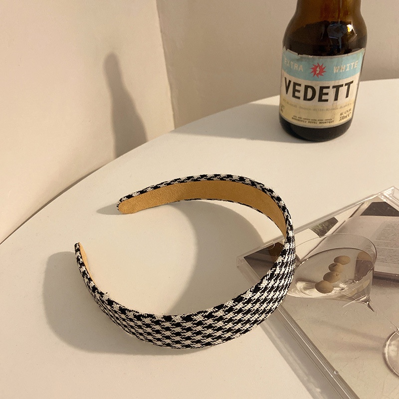 Băng đô cài tóc họa tiết caro phong cách retro Pháp