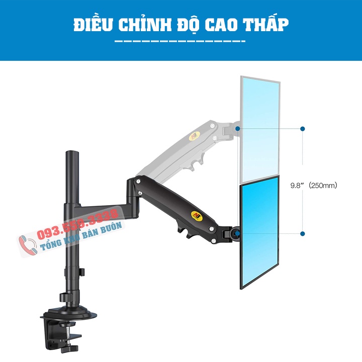 Giá Treo Màn Hình NB - H100 Tương Thích Màn 22 - 35 Inch / Tay Treo Màn Hình H100 Tải Trọng 12Kg - Lắp Đặt Gắn Bàn