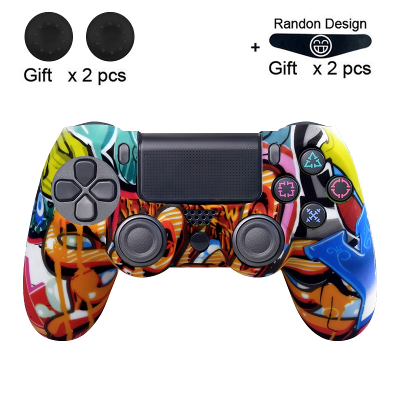 Data frog protective skin case anti-slip silicone camo cho sony ps4 / ps4 pro / ps4 slim controller thumb grips joystick cap