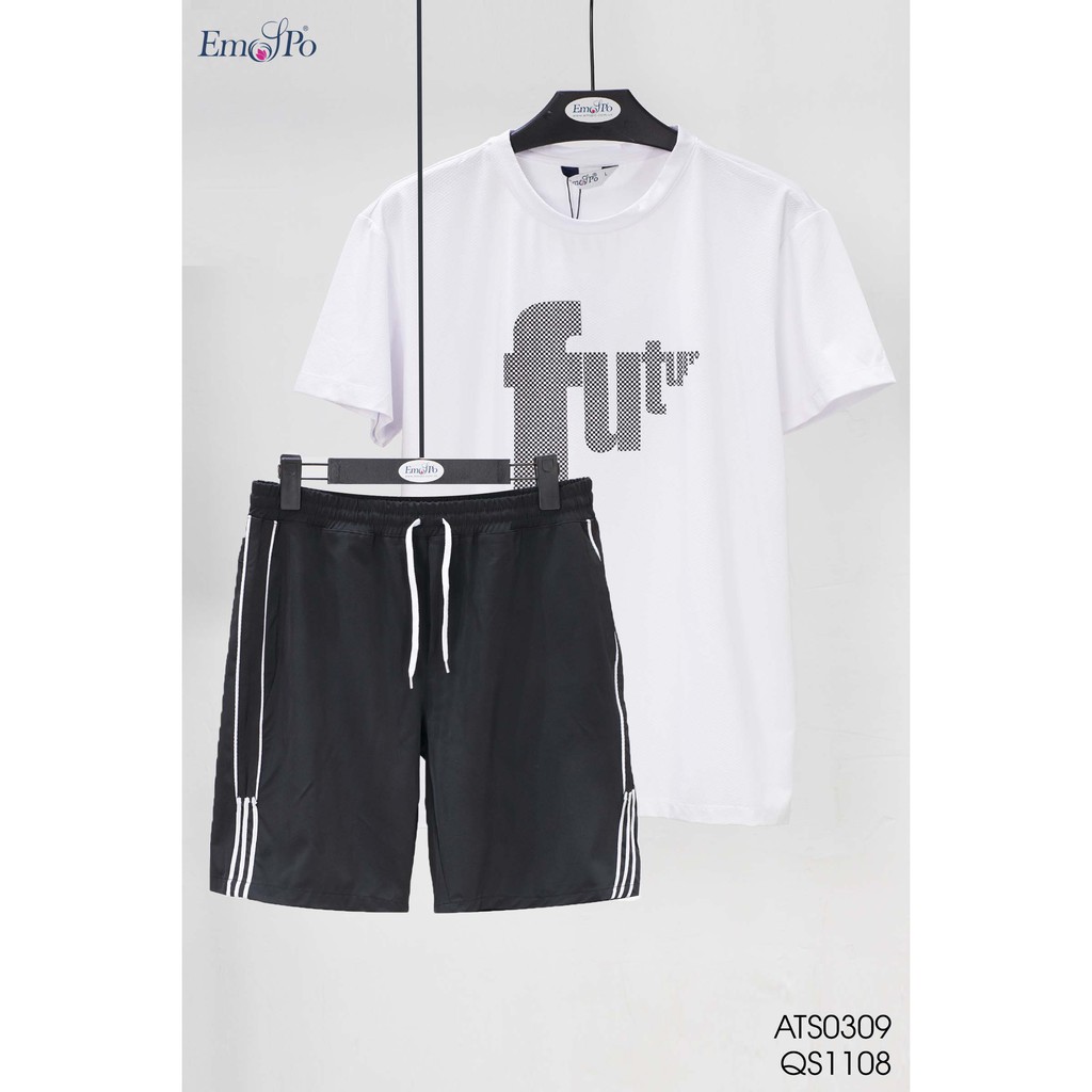 Bộ thể thao nam Emspo áo thể tho, quần sooc cạp chun, dây rút, túi hai bên kèm quần QS1108 - ATS0309 | BigBuy360 - bigbuy360.vn