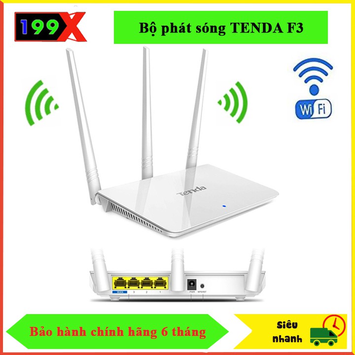 Bộ phát wifi Tenda F3 3 râu cao cấp | Modem wifi chuẩn tốc độ 300Mbps phát sóng xuyên tường | BH 36 tháng