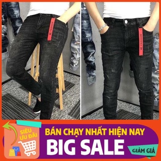 Quần Bò Đen Xước Dáng Ôm Chất Xịn Không Xù Lông Bai Gião New