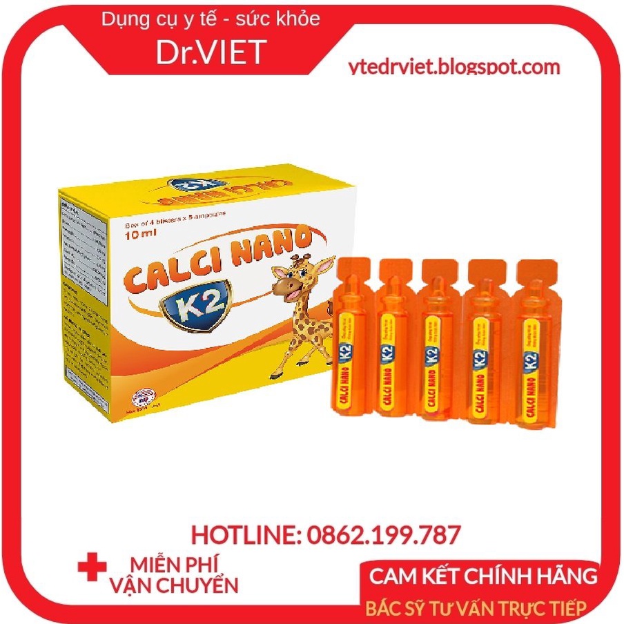 Canxi Nano K2- Giúp xương, khớp, răng chắc khỏe, giảm còi xương ở trẻ,  loãng xương ở người lớn, tăng chiều cao, canxi