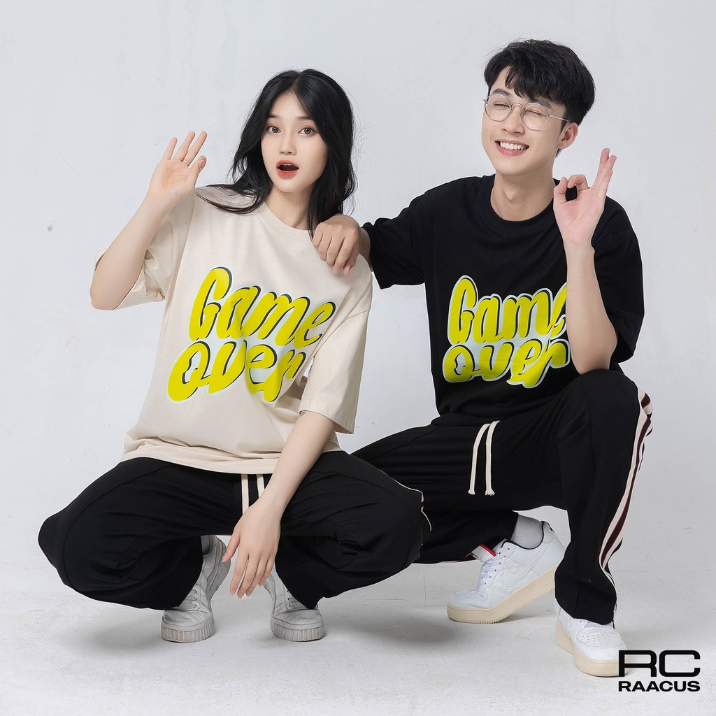Áo thun  GAME OVER PATOMI.STUDIO  , Áo thun unisex nam nữ form rộng oversize chất liệu 100% Cotton