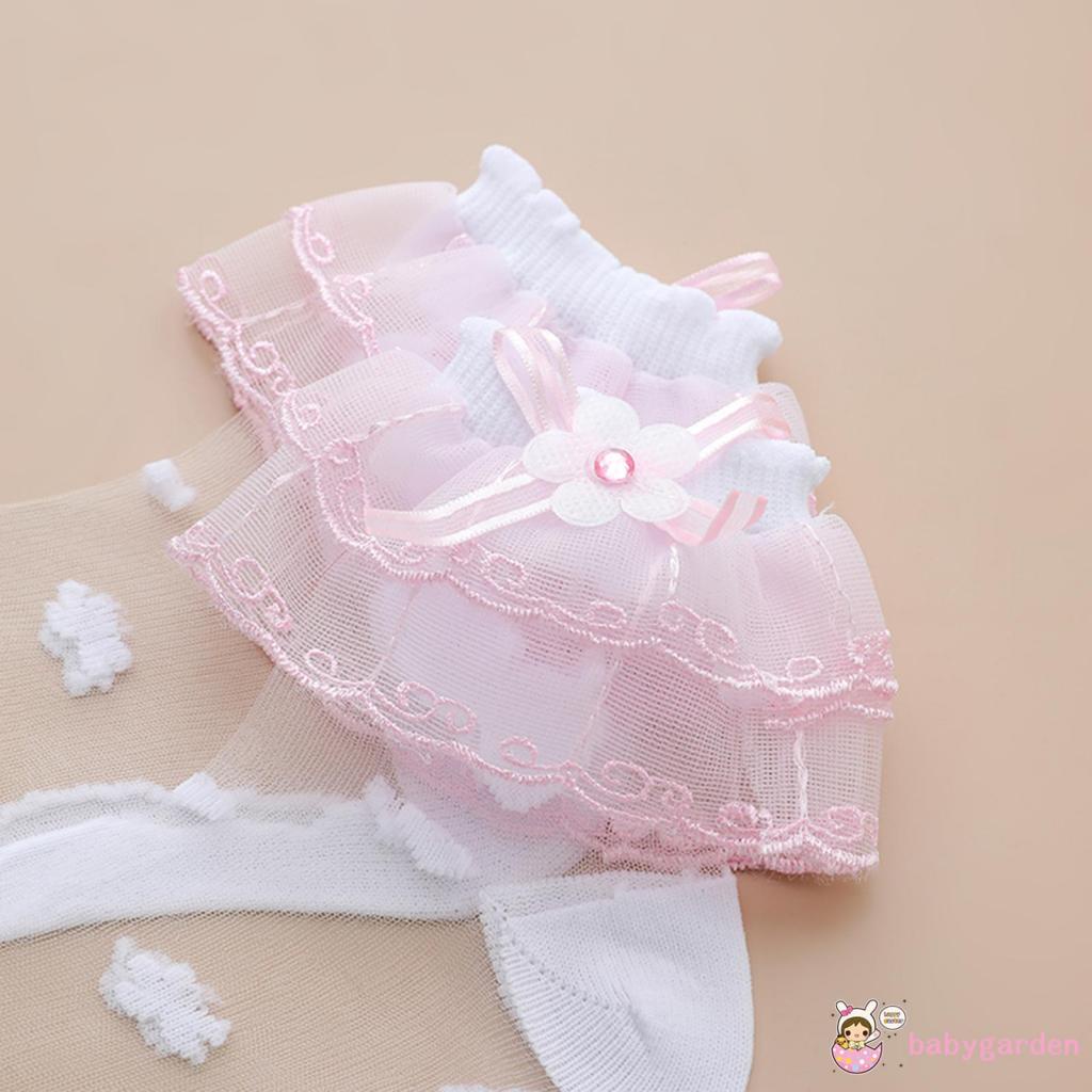 Vớ Kiểu Chắp Vá Phối Ren Xuyên Thấu Dễ Thương Dành Cho Bé Gái 1-7 Tuổi