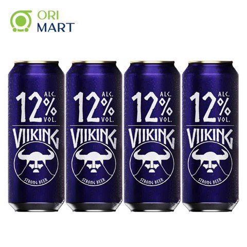 Combo 4 lon bia Viiking Strong Beer 12%