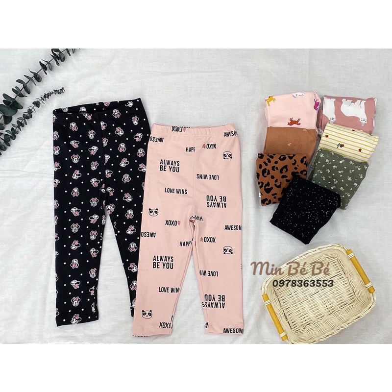 Quần legging dài hoạ tiết cho bé gái 7-17kg