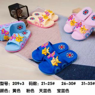 Dép đúc, quai ngang cao su kèm stick hình pikachu cho bé trai và bé gái