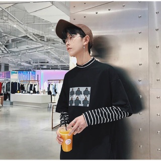 [CÓ SẴN - ẢNH THẬT] Áo thun dài tay nam nữ kẻ sọc đen trắng nam nữ unisex in hoạ tiết form rộng cao cấp