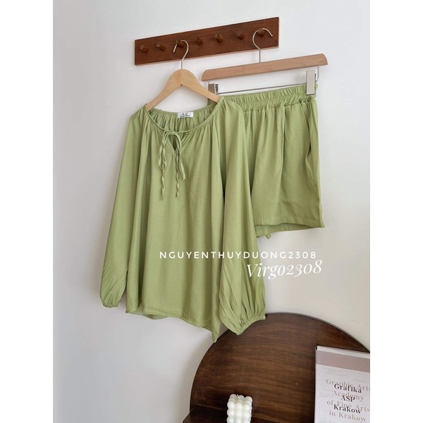 [HÀNG SẴN]SET ĐŨI CỔ TRÒN THẮT NƠ MIX SOOC 1718 siêu xinh