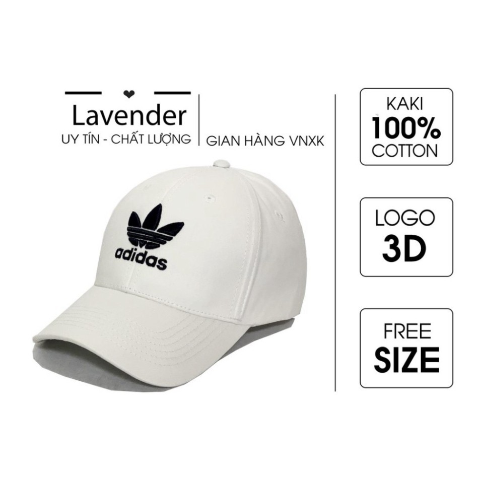 Nón kết Mũ lưỡi trai Adidas trắng logo thêu đen dành cho nam nữ Free size - Full hộp