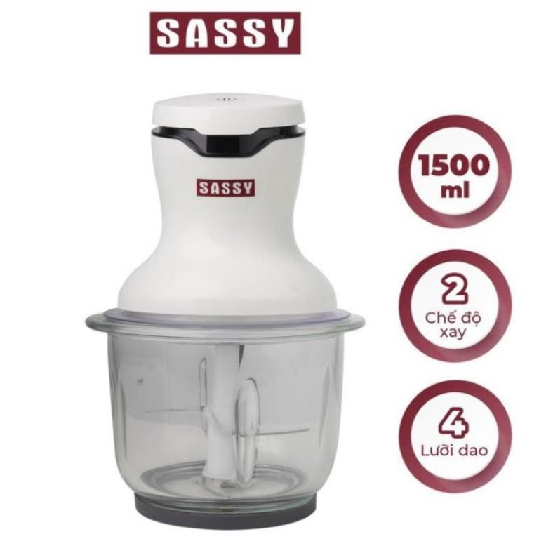 Máy xay thịt đa năng 4 lưỡi dao dung tích 1.5L công suất lớn Sassy HR-618