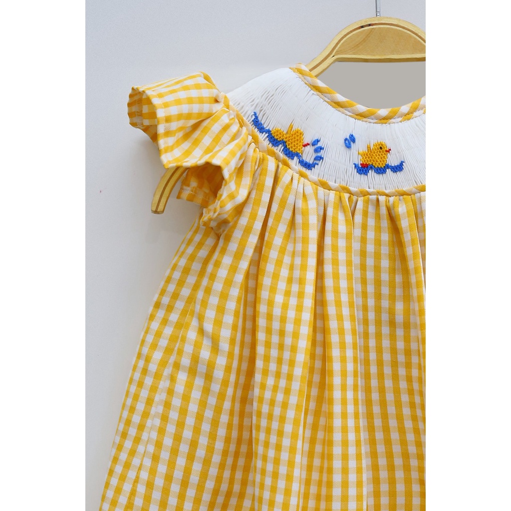 ĐẦM SMOCK VỊT CARO VÀNG