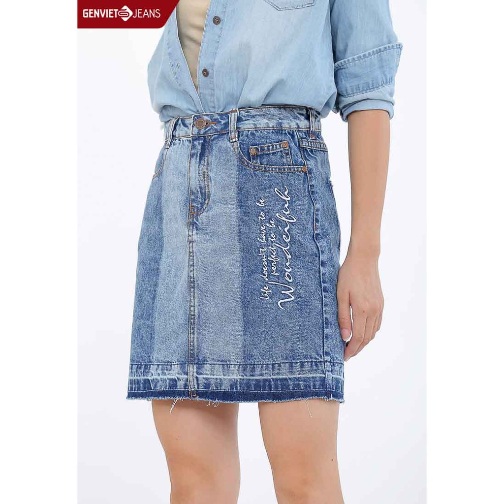 Chân Váy Jeans Nữ Dáng A Xj328J510 GenXJ328J510