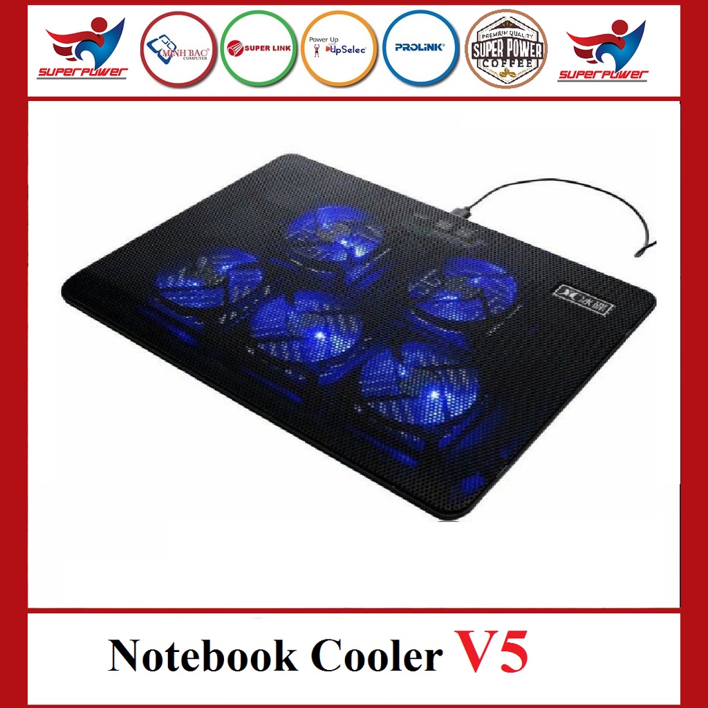 ĐẾ TẢN NHIỆT LAPTOP V5 LED 5 FAN LED