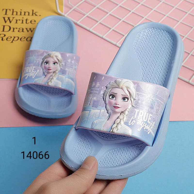 Dép lê bé gái quai ngang siêu nhẹ hình Elsa