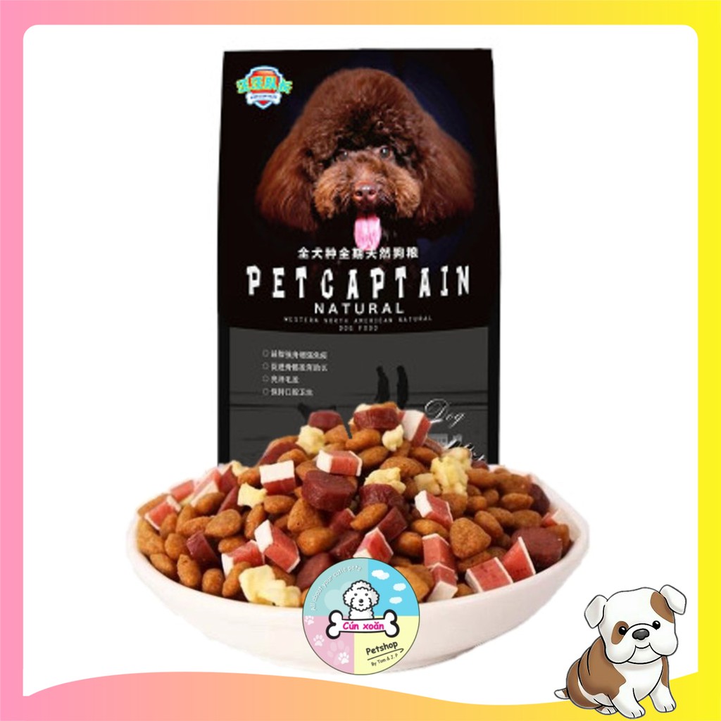 Thức ăn hạt cho chó Captain (Túi 1.5Kg) mix thịt bò, phô mai, cá, rau củ