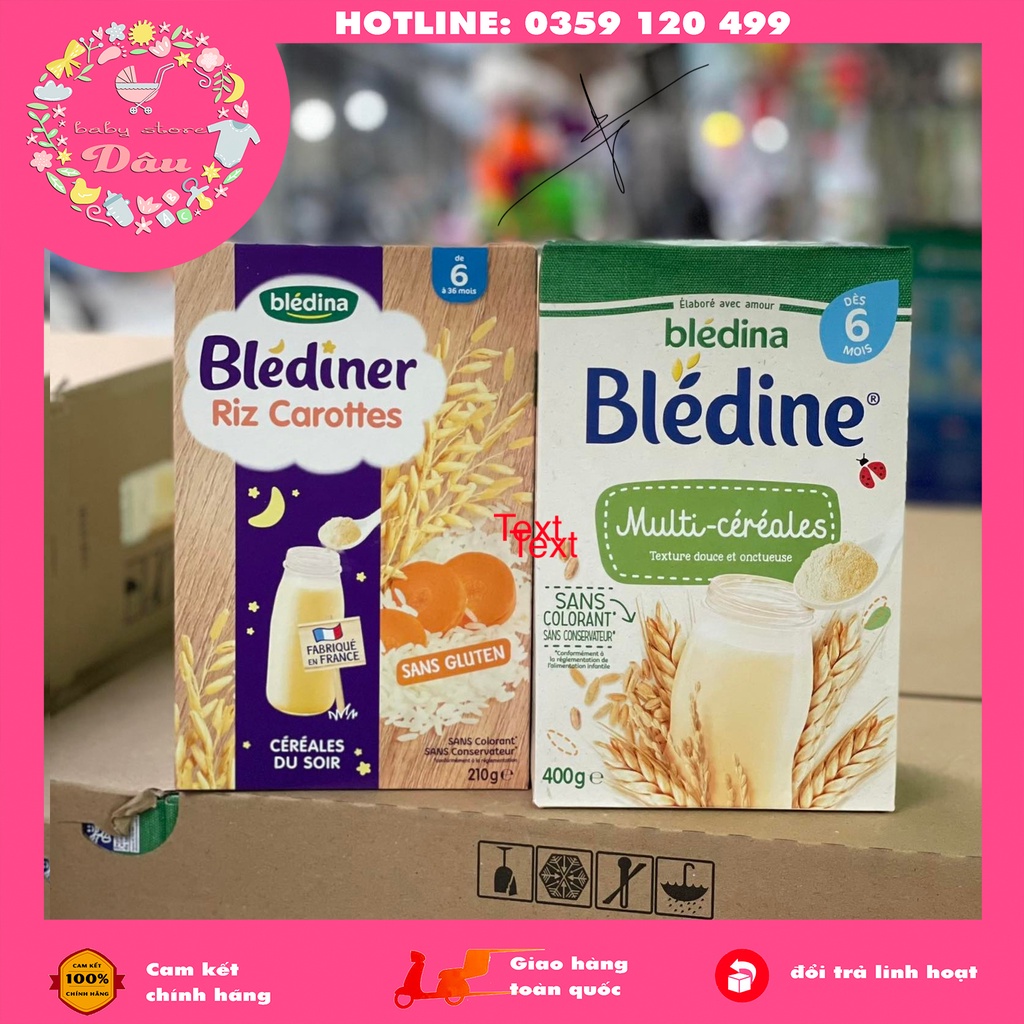 Bột lắc sữa Bledina Pháp mẫu mới vị bích quy, vani, ngũ cốc, dành cho bé từ 6 tháng - hộp 400gr