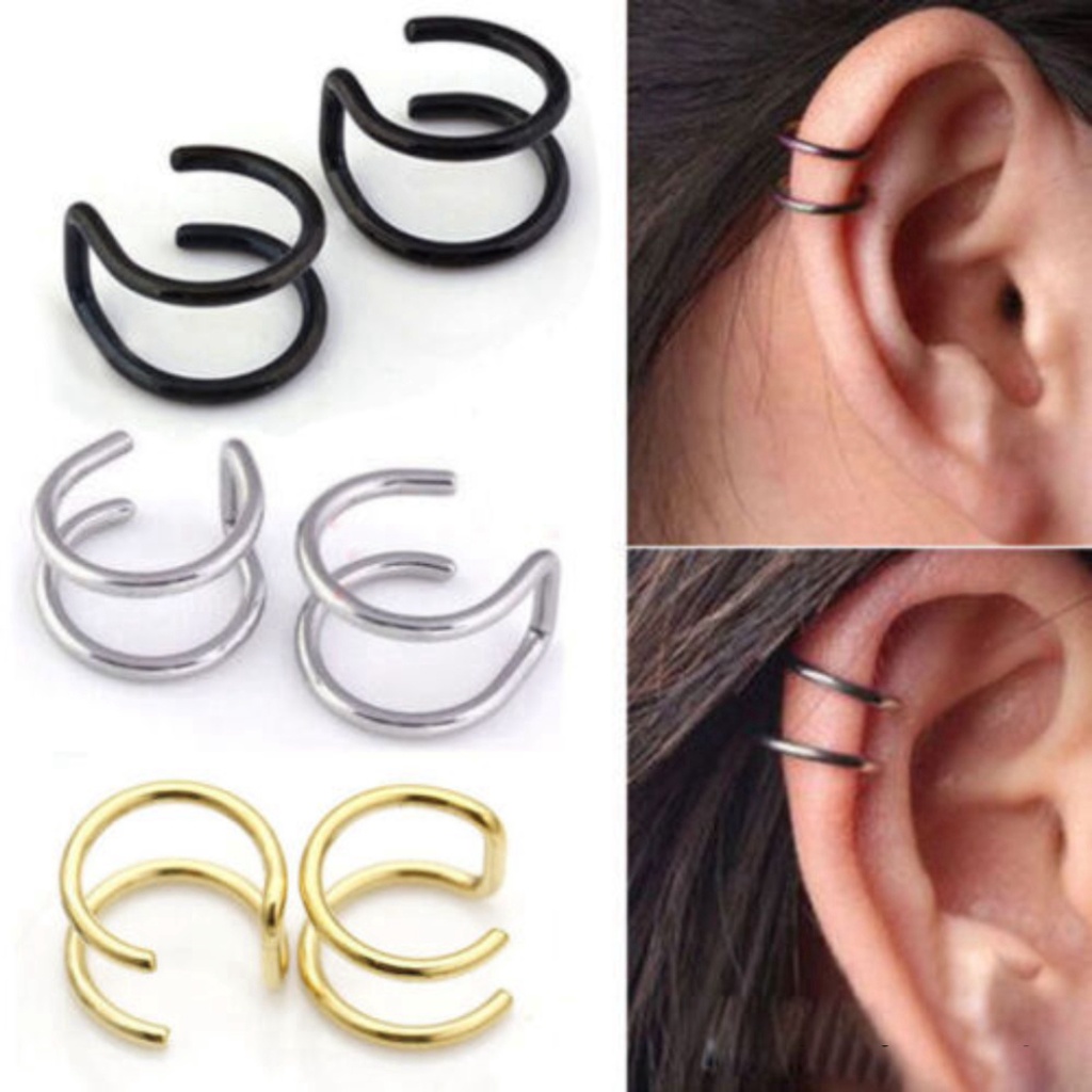 1 Đôi Khuyên Tai Nam Châm Không Xỏ Màu Bạc Hình Giả Variou Z7YX