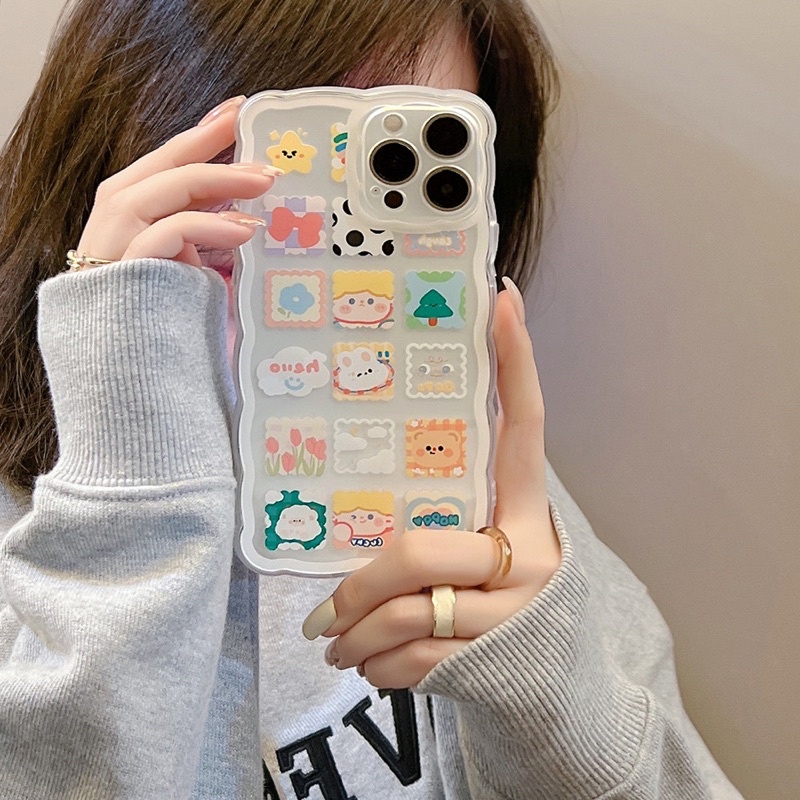 (SIÊU RẺ) Ốp lưng iphone viền sóng hình ô vuông nhỏ dễ thương dày dặn 7plus/8/8plus/x/xr/xs/11/12/13/pro/max/plus/promax