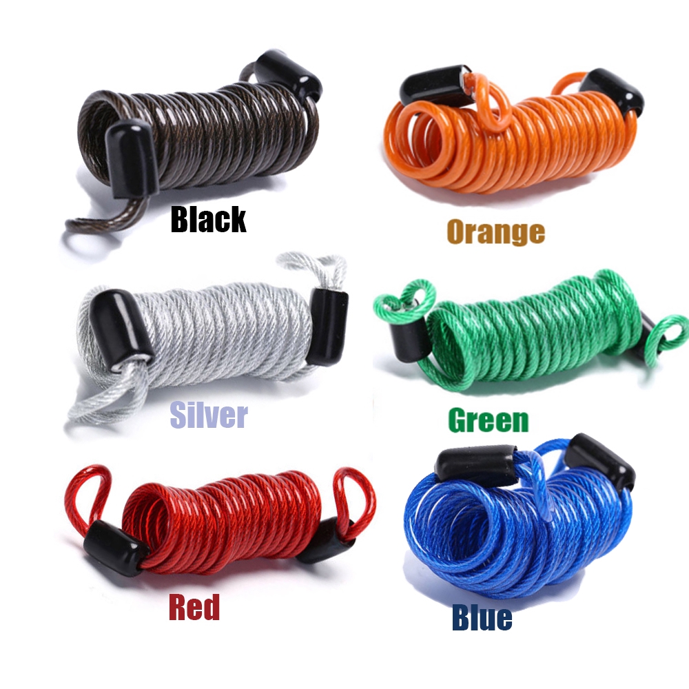 Dây cáp lò xo khóa chống trộm xe đạp / xe máy bằng PVC và hợp kim dài tối đa 1m