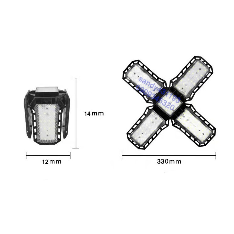 Đèn Led Cánh Quạt 75W - Đèn Led Nhà Xưởng Màu đen 4 Cánh Siêu Sáng Tiết Kiệm Điện
