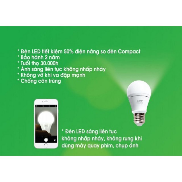 Bóng led bulb 7W cao cấp MPE ( tiêu chuẩn Châu Âu ) - Điện Việt