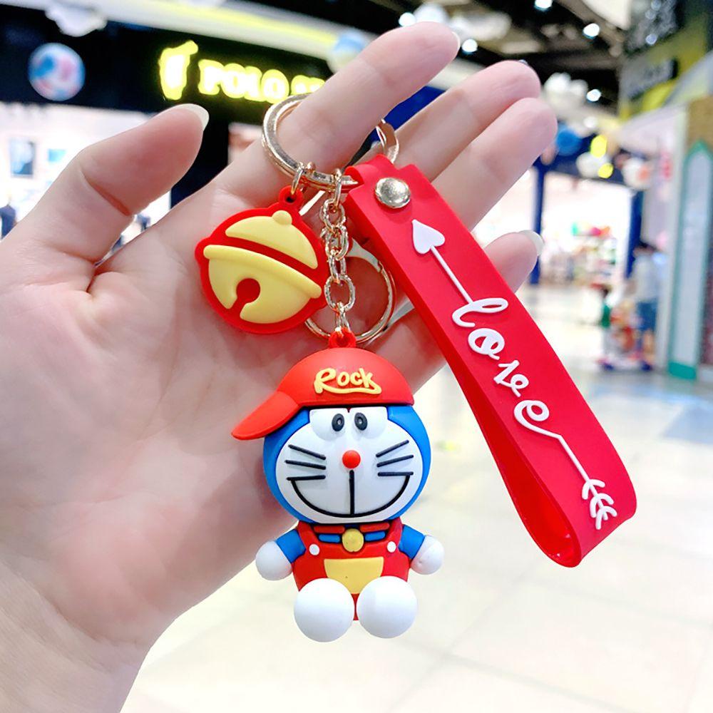 LANFY Móc Chìa Khóa Xe Hơi Bằng Silicon Hình Doraemon Sáng Tạo