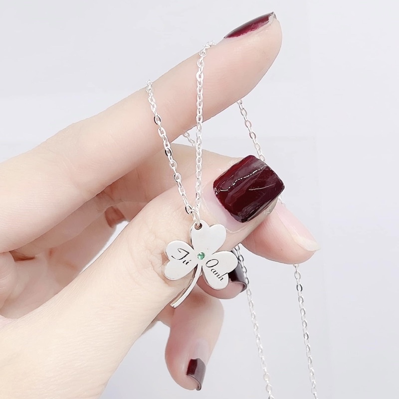 Dây chuyền cỏ 3 lá khắc tên miễn phí - Dây chuyền cỏ ba lá khắc tên - Vàng Bạc Khải Khải